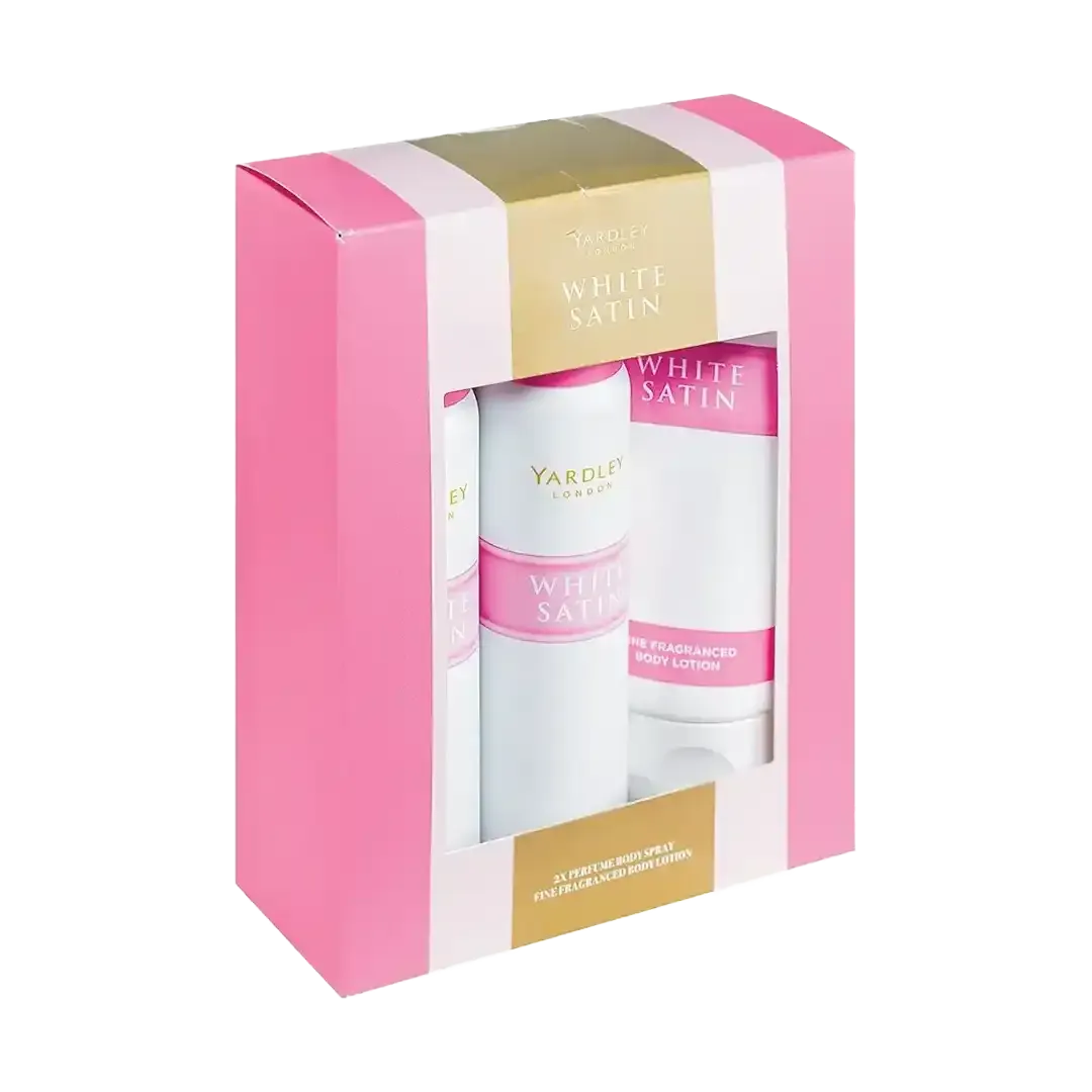 Yardley White Satin 2x90ml Deodorant   150ml Body Lotion