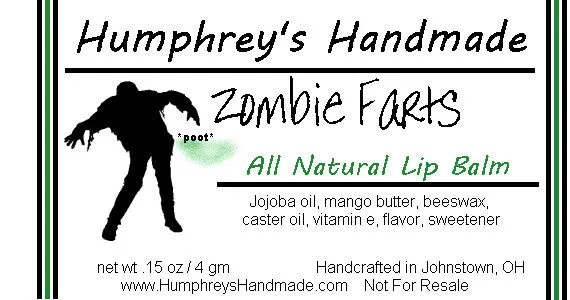 ZOMBIE FARTS Lip Balm | Vanilla Flavor Lip Balm | Halloween Zombies